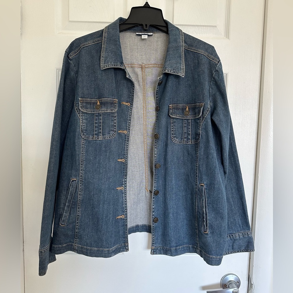 Croft & Barrow Women's Button Up Blue Denim Jean Jacket Size XL